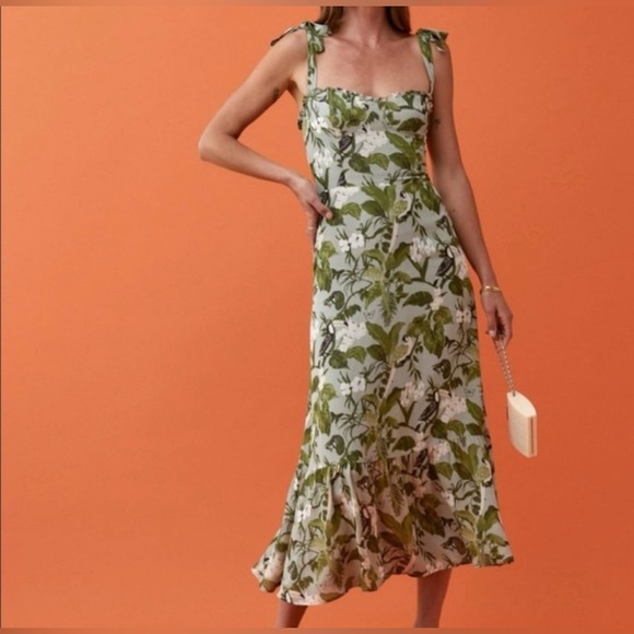 Reformation Nikita Midi Dress Tropical Print Size 0 - Picture 1 of 10